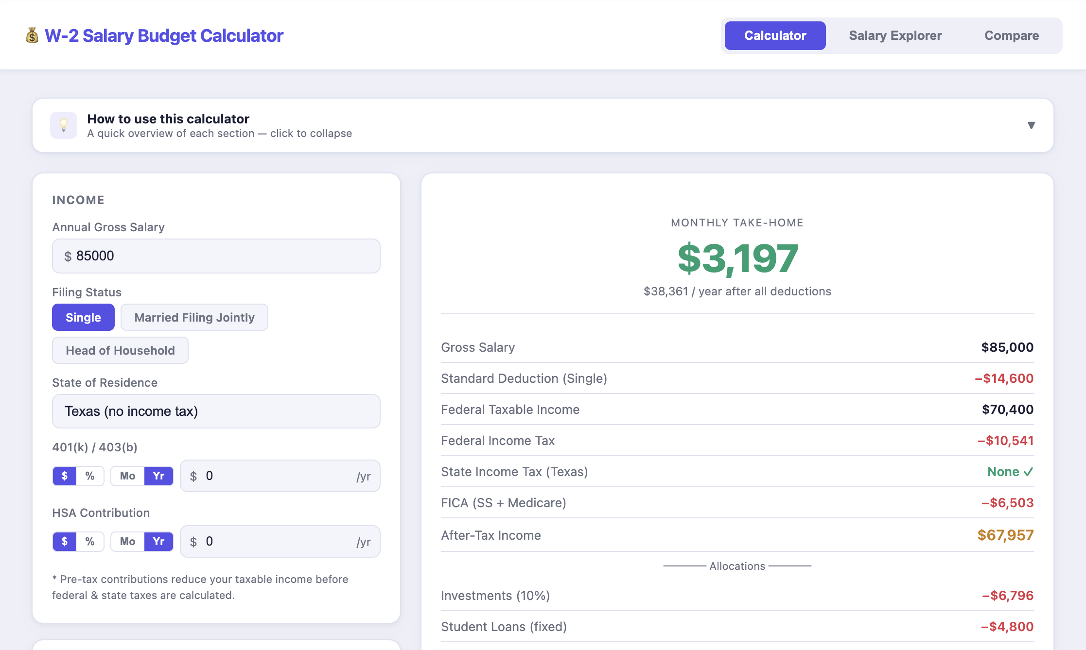 W-2 Salary Budget Calculator preview